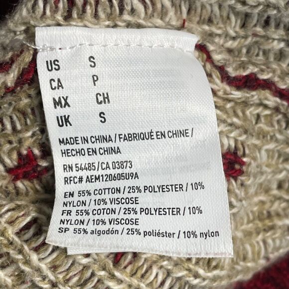 American Eagle Outfitters Sweater Red Aztec size S Fair Isle Quarter Henly - Picture 6 of 8